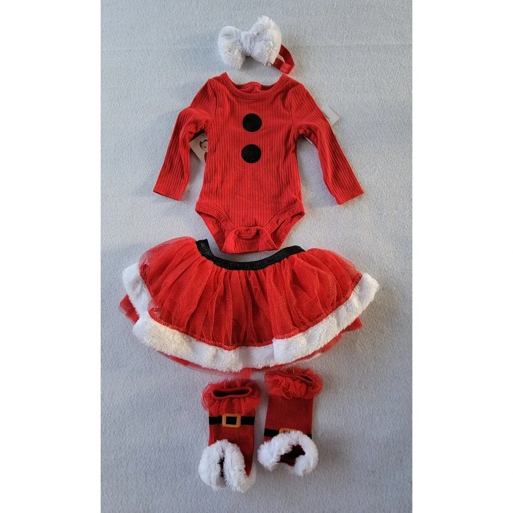 Baby Essentials Santa Tutu Size 3(1)-6(1)-9(1)-18(3)-24(1)‎ Months Red/Black